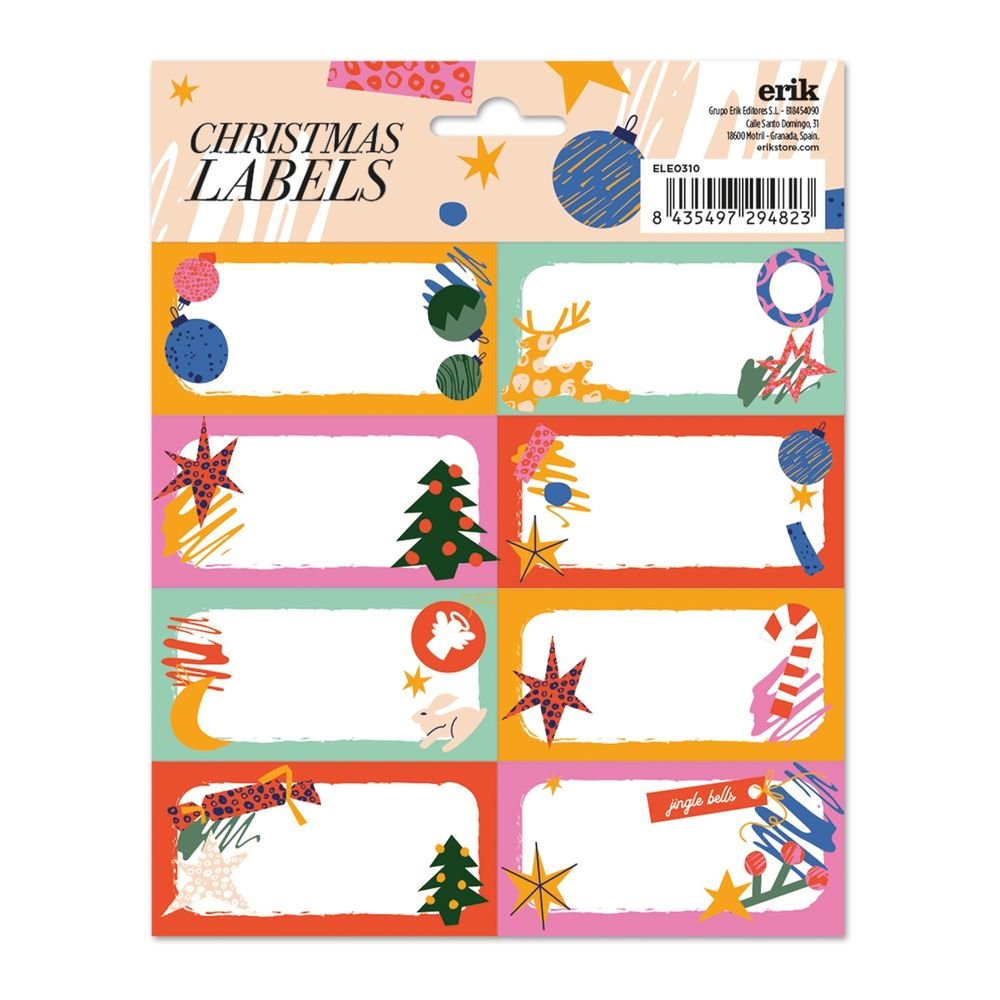 Grupo Erik - Happy Holidays Christmas SelfAdhesive Labels Étiquettes adhésives - Multicolore